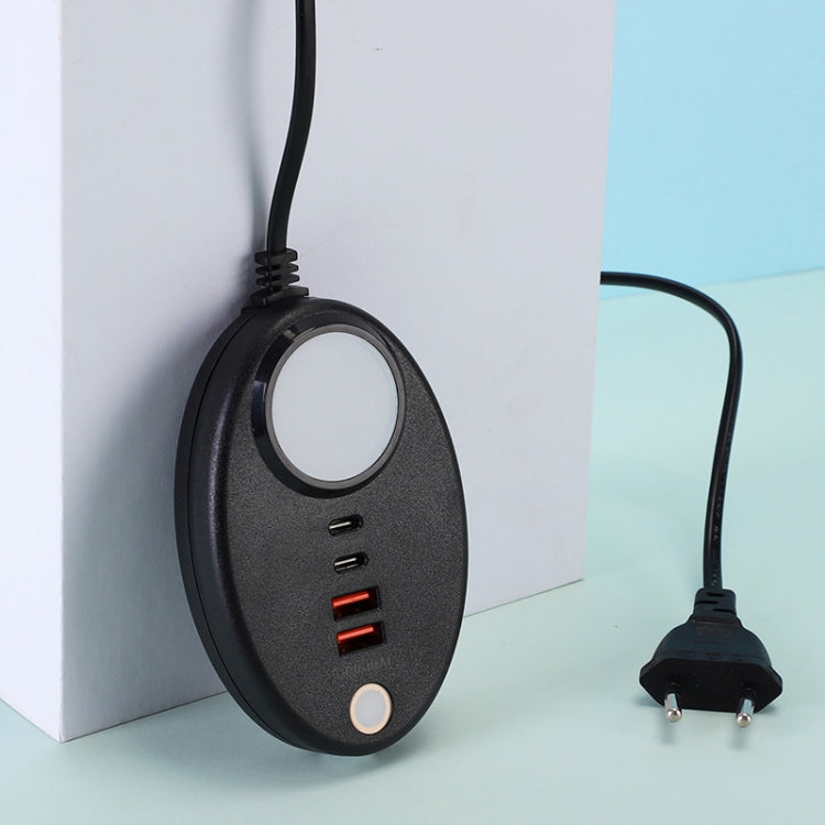 YF-106 USB- C / Type-Cx2+USBx2 Oval PD Socket Phone Charger with Light, UK Plug, US Plug, EU Plug