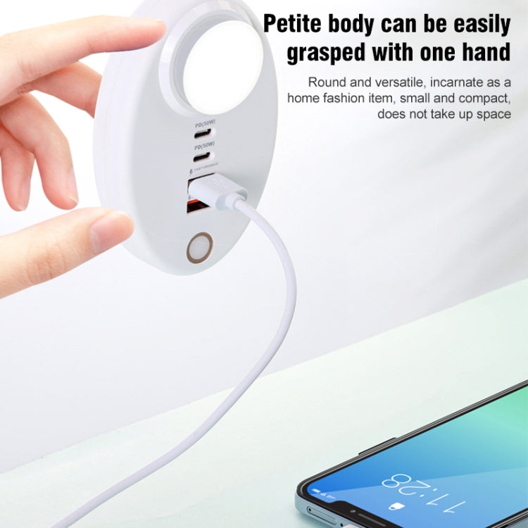 YF-106 USB- C / Type-Cx2+USBx2 Oval PD Socket Phone Charger with Light, UK Plug, EU Plug