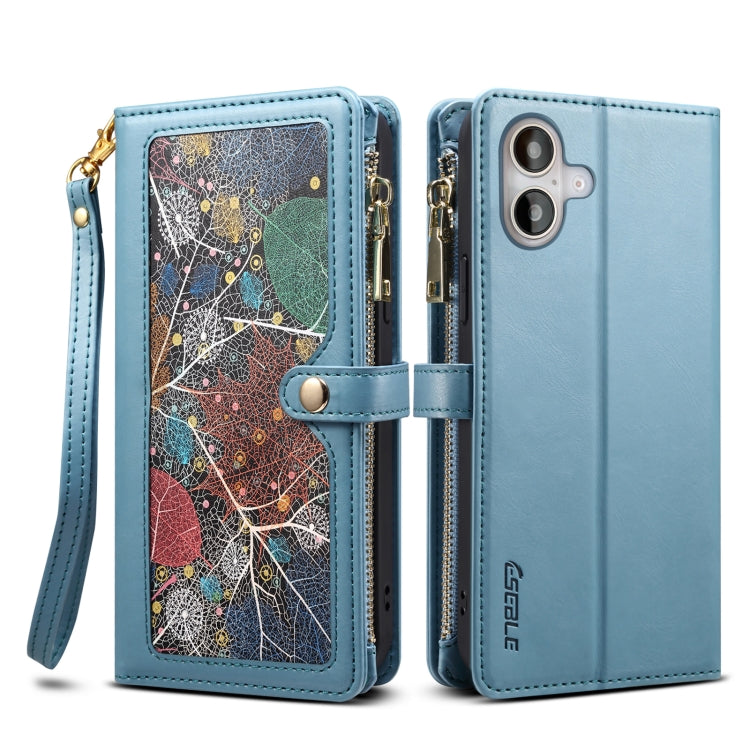 ESEBLE Star Series Lanyard Zipper Wallet RFID Leather Case, For iPhone 17e / 16e, For iPhone 16 Pro Max, For iPhone 16 Pro, For iPhone 16 Plus, For iPhone 16, For iPhone 15 Pro Max, For iPhone 15 Pro, For iPhone 15 Plus
