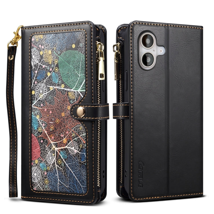 ESEBLE Star Series Lanyard Zipper Wallet RFID Leather Case, For iPhone 17e / 16e, For iPhone 16 Pro Max, For iPhone 16 Pro, For iPhone 16 Plus, For iPhone 16, For iPhone 15 Pro Max, For iPhone 15 Pro, For iPhone 15 Plus