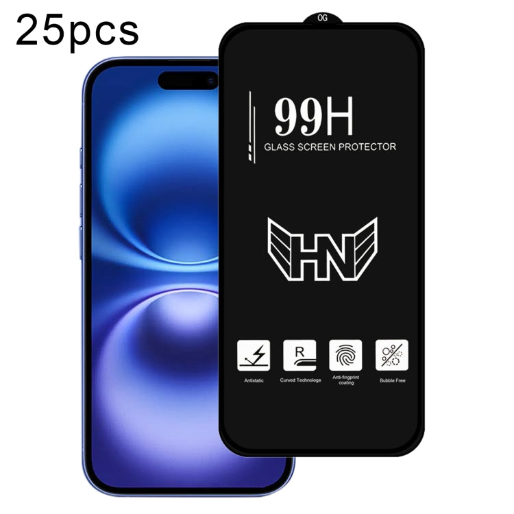 Lot de 25 films de protection en verre trempé plein écran, grand arc en aluminium, pour iPhone 16 Pro Max, iPhone 16 Pro, iPhone 16 Plus, iPhone 16, iPhone 15 Pro Max, iPhone 15 Pro, iPhone 15 Plus, iPhone 15