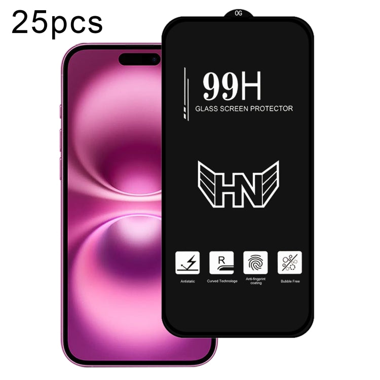 Lot de 25 films de protection en verre trempé plein écran, grand arc en aluminium, pour iPhone 16 Pro Max, iPhone 16 Pro, iPhone 16 Plus, iPhone 16, iPhone 15 Pro Max, iPhone 15 Pro, iPhone 15 Plus, iPhone 15
