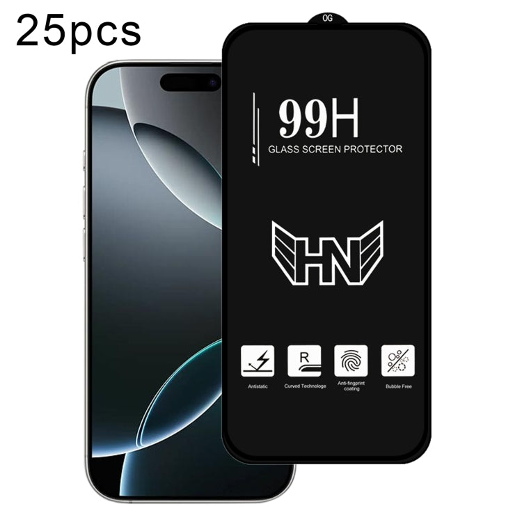 25pcs High Aluminum Large Arc Full Screen Tempered Glass Film, For iPhone 18 Pro / 17 Pro, For iPhone 18 Pro Max / 17 Pro Max, For iPhone 17, For iPhone Air, For iPhone 16 Pro Max, For iPhone 16 Pro, For iPhone 16 Plus, For iPhone 16                   ...