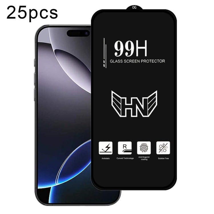 25pcs High Aluminum Large Arc Full Screen Tempered Glass Film, For iPhone 18 Pro / 17 Pro, For iPhone 18 Pro Max / 17 Pro Max, For iPhone 17, For iPhone Air, For iPhone 16 Pro Max, For iPhone 16 Pro, For iPhone 16 Plus, For iPhone 16                   ...