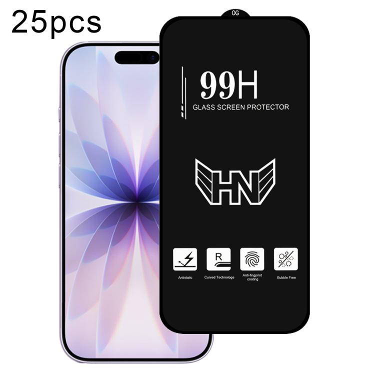 25pcs High Aluminum Large Arc Full Screen Tempered Glass Film, For iPhone 18 Pro / 17 Pro, For iPhone 18 Pro Max / 17 Pro Max, For iPhone 17, For iPhone Air, For iPhone 16 Pro Max, For iPhone 16 Pro, For iPhone 16 Plus, For iPhone 16                   ...