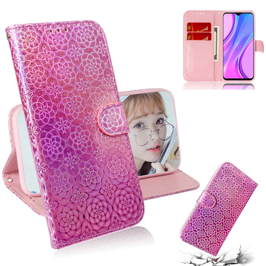 Colorful magnetic buckle PU leather flip case with card slots and wallet for Xiaomi Redmi 9