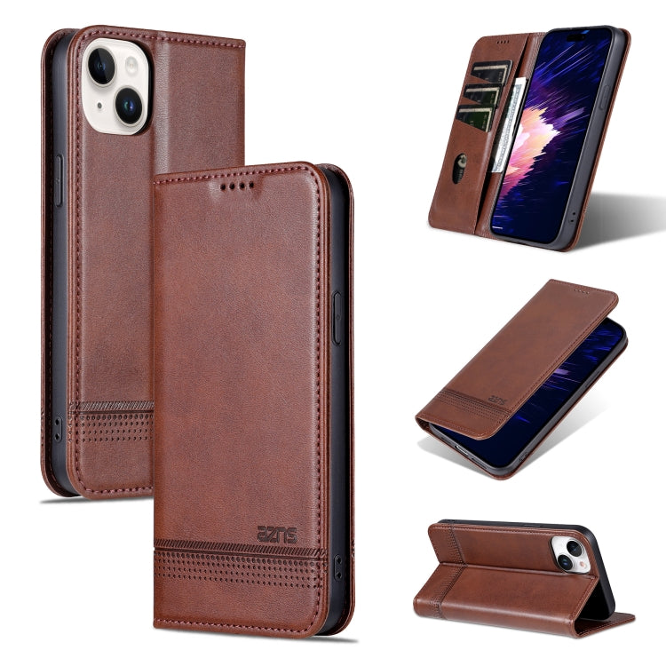 AZNS Magnetic Calf Texture Leather Phone Case, For iPhone 15 Plus, For iPhone 15