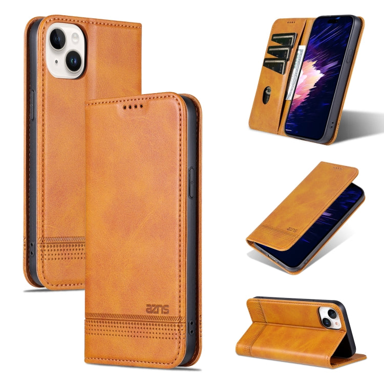 AZNS Magnetic Calf Texture Leather Phone Case, For iPhone 15 Plus, For iPhone 15