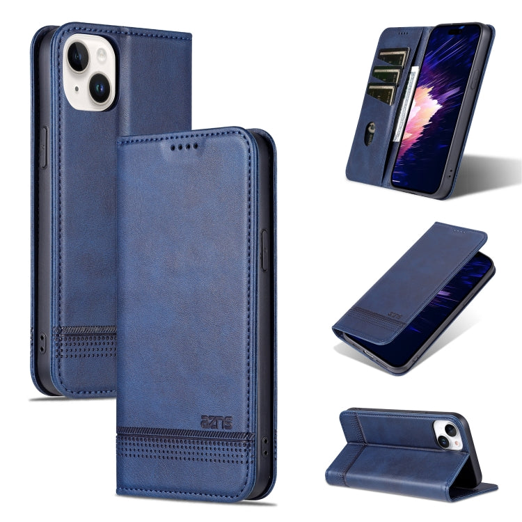 AZNS Magnetic Calf Texture Leather Phone Case, For iPhone 15 Plus, For iPhone 15