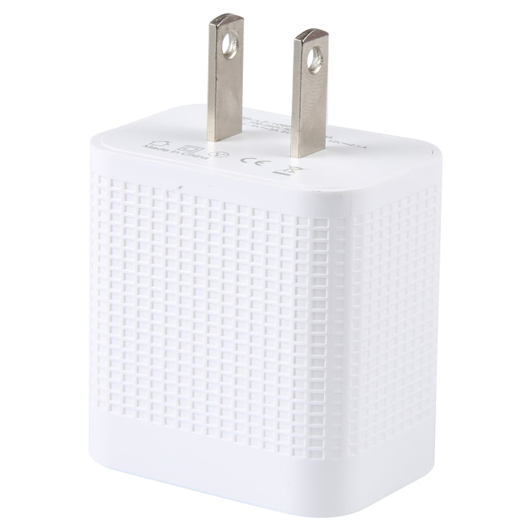 LZ-106PD 25W USB-C / Type-C Ports Plaid Pattern Travel Charger, US Plug, EU Plug