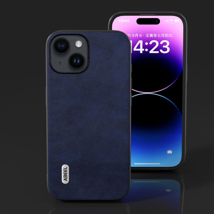 ABEEL Dual Color Cowhide Texture PU Phone Case, For iPhone 15 Plus, For iPhone 15, For iPhone 14 Plus, For iPhone 14