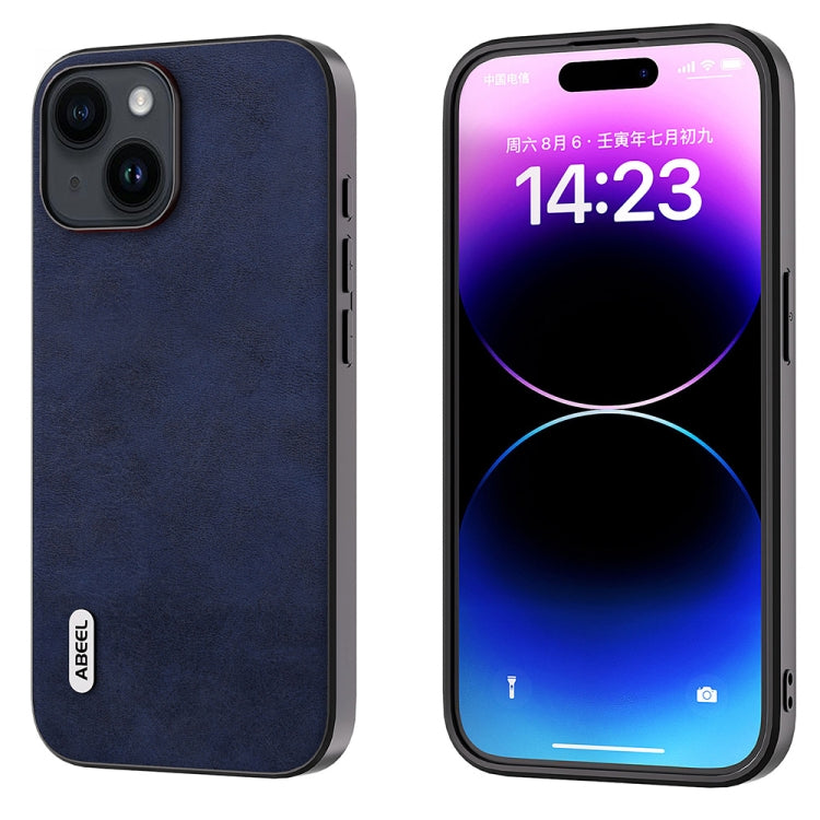 ABEEL Dual Color Cowhide Texture PU Phone Case, For iPhone 15 Plus, For iPhone 15, For iPhone 14 Plus, For iPhone 14