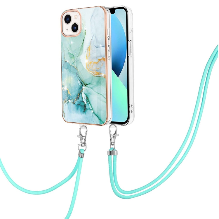 Electroplating Marble Pattern IMD TPU Shockproof Case with Neck Lanyard, For iPhone 15 Pro Max, For iPhone 15 Pro, For iPhone 15 Plus, For iPhone 15