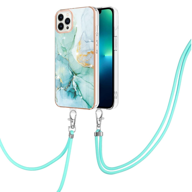 Electroplating Marble Pattern IMD TPU Shockproof Case with Neck Lanyard, For iPhone 15 Pro Max, For iPhone 15 Pro, For iPhone 15 Plus, For iPhone 15