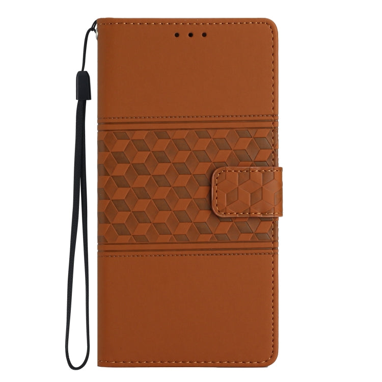 Diamond Embossed Skin Feel Leather Phone Case, For iPhone 15