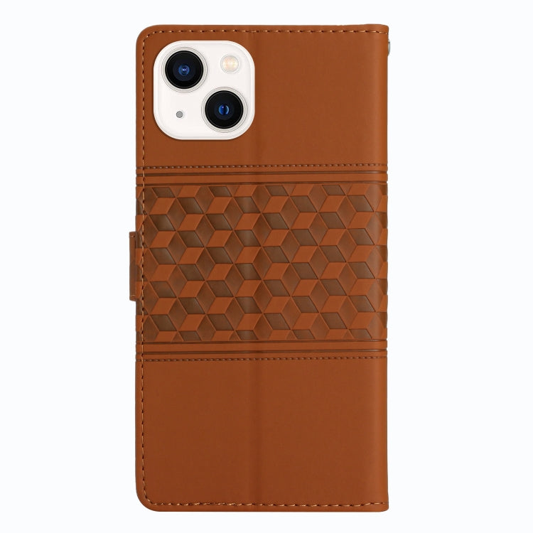 Diamond Embossed Skin Feel Leather Phone Case, For iPhone 15