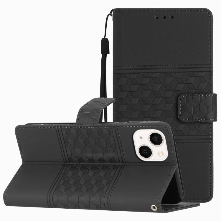 Diamond Embossed Skin Feel Leather Phone Case, For iPhone 15
