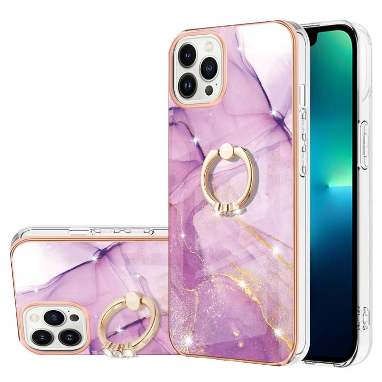 Electroplating Marble Pattern IMD TPU Shockproof Case with Ring Holder, For iPhone 15 Pro Max, For iPhone 15 Pro, For iPhone 15 Plus, For iPhone 15