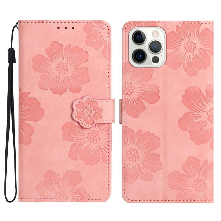 Flower Embossing Pattern Leather Phone Case, For iPhone 16e, For iPhone 16 Pro Max, For iPhone 16 Pro, For iPhone 16 Plus