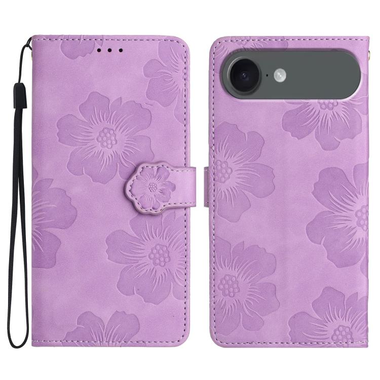 Flower Embossing Pattern Leather Phone Case, For iPhone 16e, For iPhone 16 Pro Max, For iPhone 16 Pro, For iPhone 16 Plus