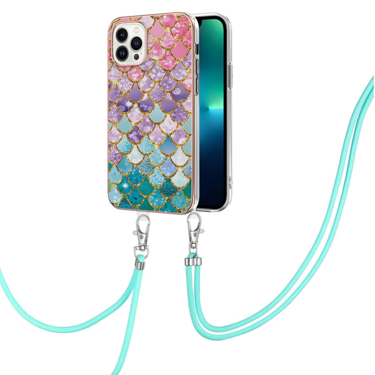 Electroplating Pattern IMD TPU Shockproof Case with Neck Lanyard, For iPhone 15 Pro Max, For iPhone 15 Pro, For iPhone 15 Plus, For iPhone 15