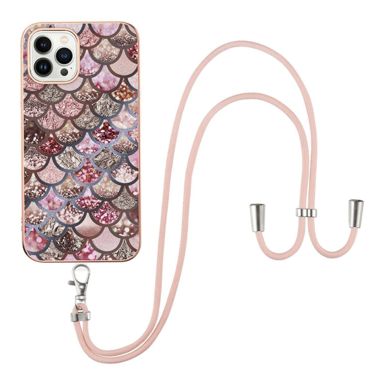 Electroplating Pattern IMD TPU Shockproof Case with Neck Lanyard, For iPhone 15 Pro Max, For iPhone 15 Pro, For iPhone 15 Plus, For iPhone 15