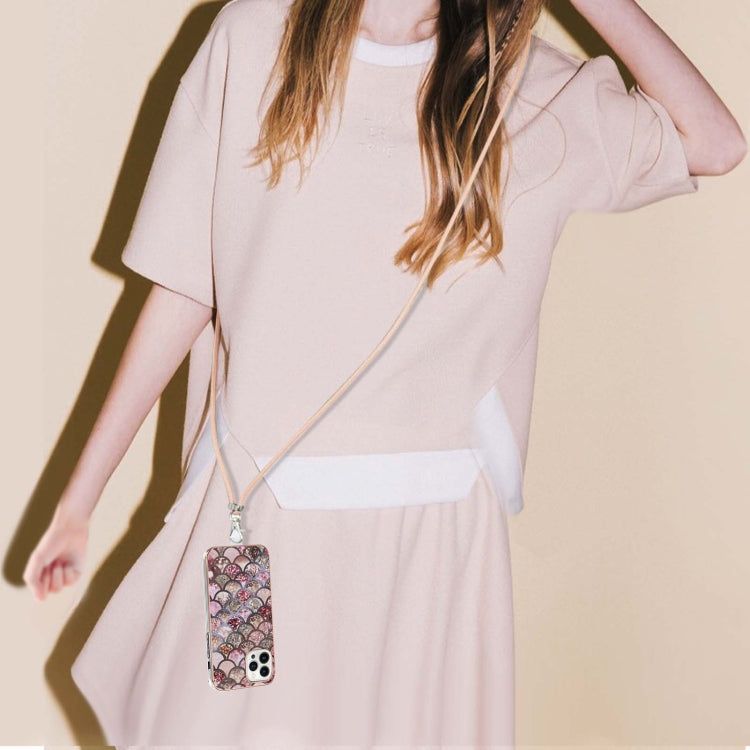 Electroplating Pattern IMD TPU Shockproof Case with Neck Lanyard, For iPhone 15 Pro Max, For iPhone 15 Pro, For iPhone 15 Plus, For iPhone 15