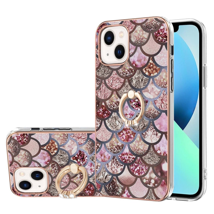 Electroplating Pattern IMD TPU Shockproof Case with Rhinestone Ring Holder, For iPhone 15 Pro Max, For iPhone 15 Pro, For iPhone 15 Plus, For iPhone 15