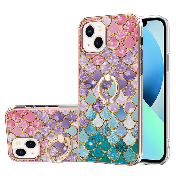 Electroplating Pattern IMD TPU Shockproof Case with Rhinestone Ring Holder, For iPhone 15 Pro Max, For iPhone 15 Pro, For iPhone 15 Plus, For iPhone 15