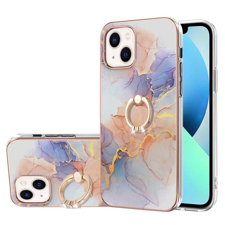 Electroplating Pattern IMD TPU Shockproof Case with Rhinestone Ring Holder, For iPhone 15 Pro Max, For iPhone 15 Pro, For iPhone 15 Plus, For iPhone 15