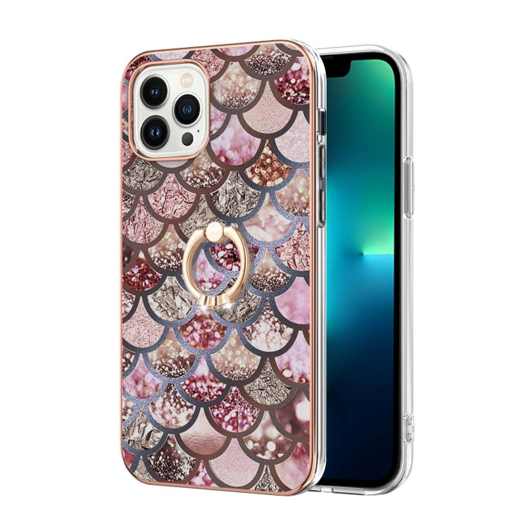 Electroplating Pattern IMD TPU Shockproof Case with Rhinestone Ring Holder, For iPhone 16 Pro Max, For iPhone 16 Pro, For iPhone 16 Plus, For iPhone 16