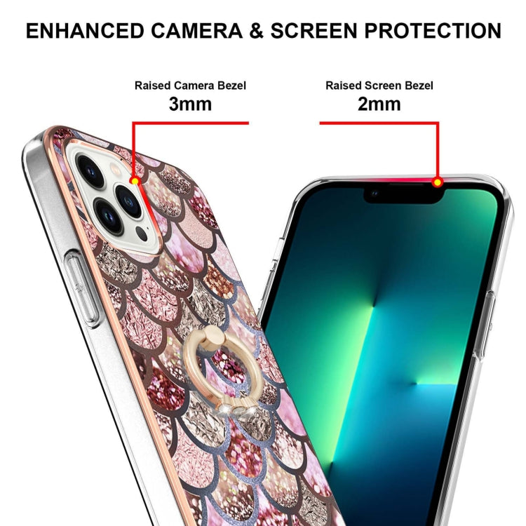 Electroplating Pattern IMD TPU Shockproof Case with Rhinestone Ring Holder, For iPhone 16 Pro Max, For iPhone 16 Pro, For iPhone 16 Plus, For iPhone 16