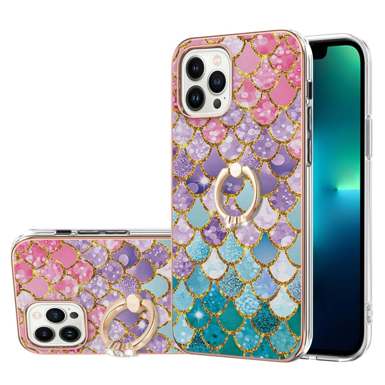 Electroplating Pattern IMD TPU Shockproof Case with Rhinestone Ring Holder, For iPhone 16 Pro Max, For iPhone 16 Pro, For iPhone 16 Plus, For iPhone 16