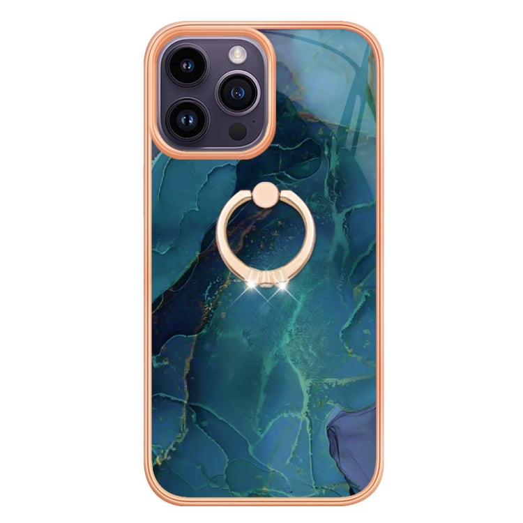 Electroplating Marble Dual-side IMD Phone Case with Ring, For iPhone 15 Pro Max, For iPhone 15 Pro, For iPhone 15 Plus, For iPhone 15