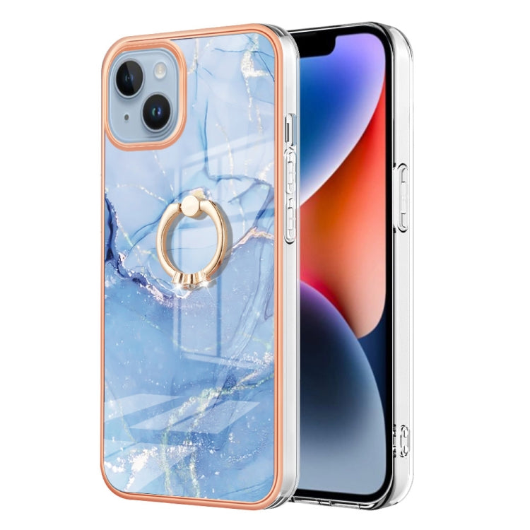 Electroplating Marble Dual-side IMD Phone Case with Ring, For iPhone 15 Pro Max, For iPhone 15 Pro, For iPhone 15 Plus, For iPhone 15