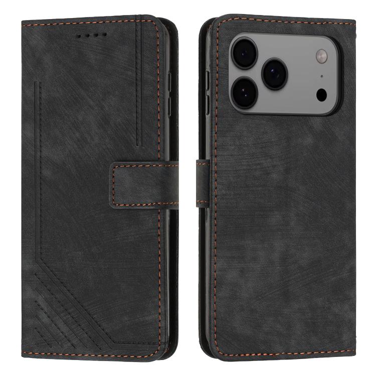 Skin Feel Stripe Pattern Leather Phone Case with Lanyard, For iPhone 18 Pro / 17 Pro, For iPhone 18 Pro Max / 17 Pro Max, For iPhone 17, For iPhone 17 Air