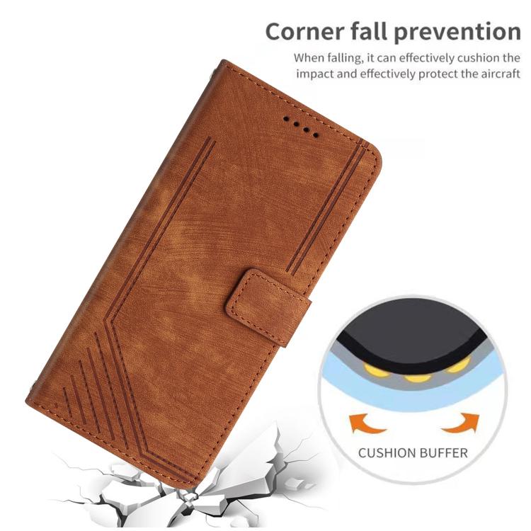 Skin Feel Stripe Pattern Leather Phone Case with Lanyard, For iPhone 18 Pro / 17 Pro, For iPhone 18 Pro Max / 17 Pro Max, For iPhone 17, For iPhone 17 Air