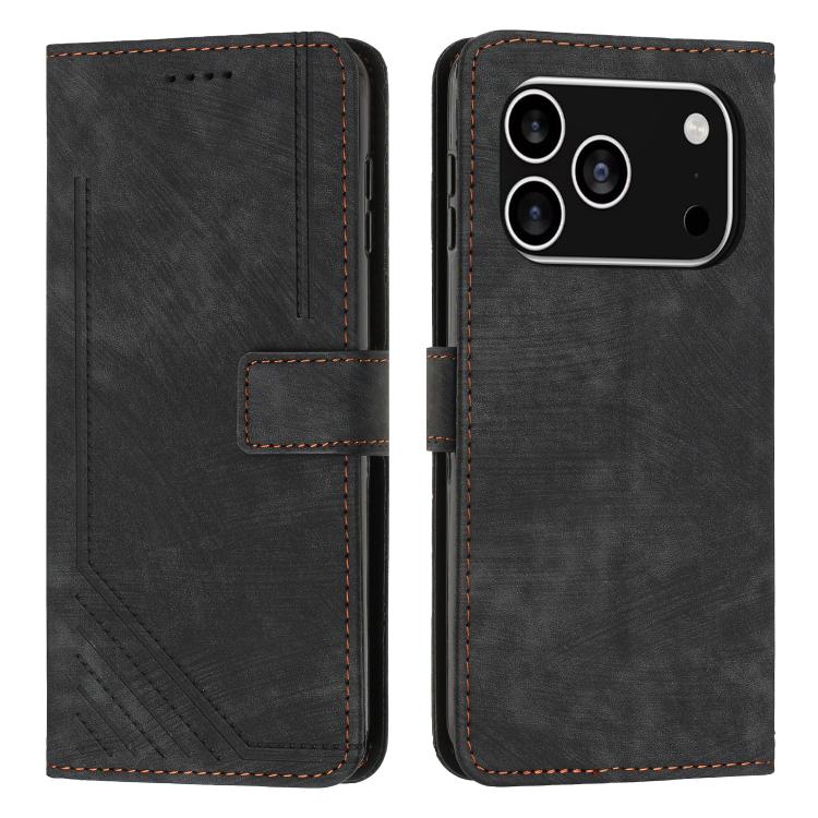 Skin Feel Stripe Pattern Leather Phone Case with Lanyard, For iPhone 18 Pro / 17 Pro, For iPhone 18 Pro Max / 17 Pro Max, For iPhone 17, For iPhone 17 Air