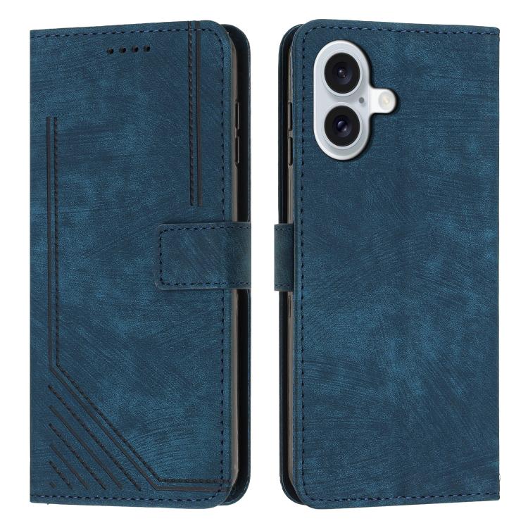 Skin Feel Stripe Pattern Leather Phone Case with Lanyard, For iPhone 18 Pro / 17 Pro, For iPhone 18 Pro Max / 17 Pro Max, For iPhone 17, For iPhone 17 Air