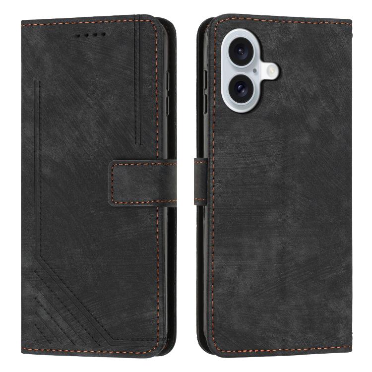 Skin Feel Stripe Pattern Leather Phone Case with Lanyard, For iPhone 18 Pro / 17 Pro, For iPhone 18 Pro Max / 17 Pro Max, For iPhone 17, For iPhone 17 Air