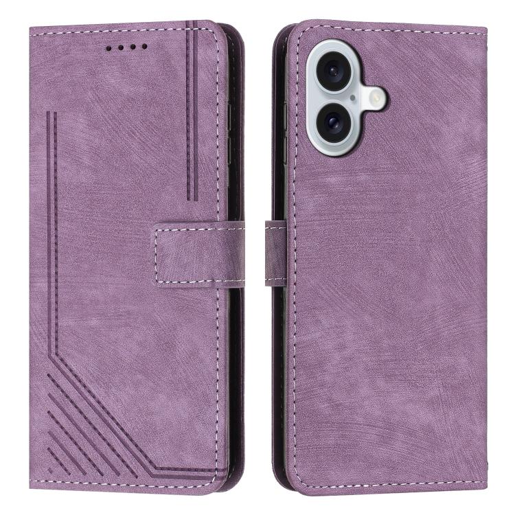 Skin Feel Stripe Pattern Leather Phone Case with Lanyard, For iPhone 18 Pro / 17 Pro, For iPhone 18 Pro Max / 17 Pro Max, For iPhone 17, For iPhone 17 Air