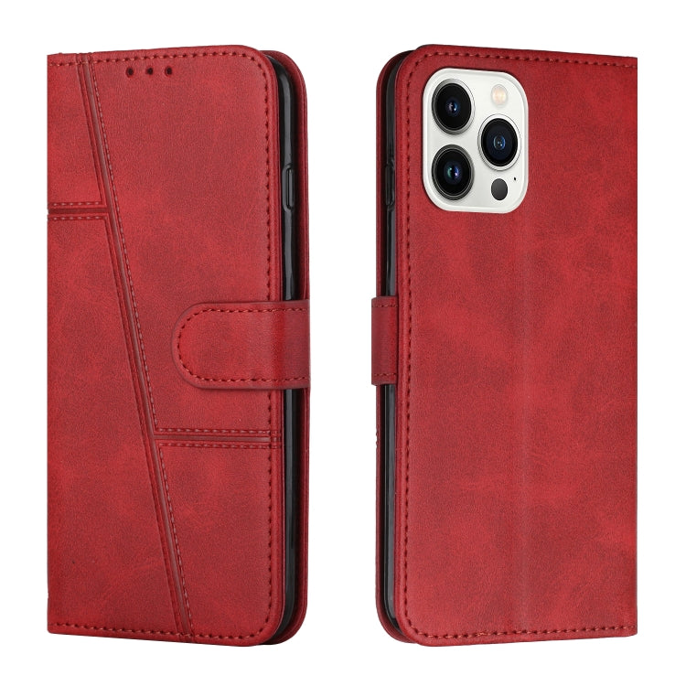 Stitching Calf Texture Buckle Leather Phone Case