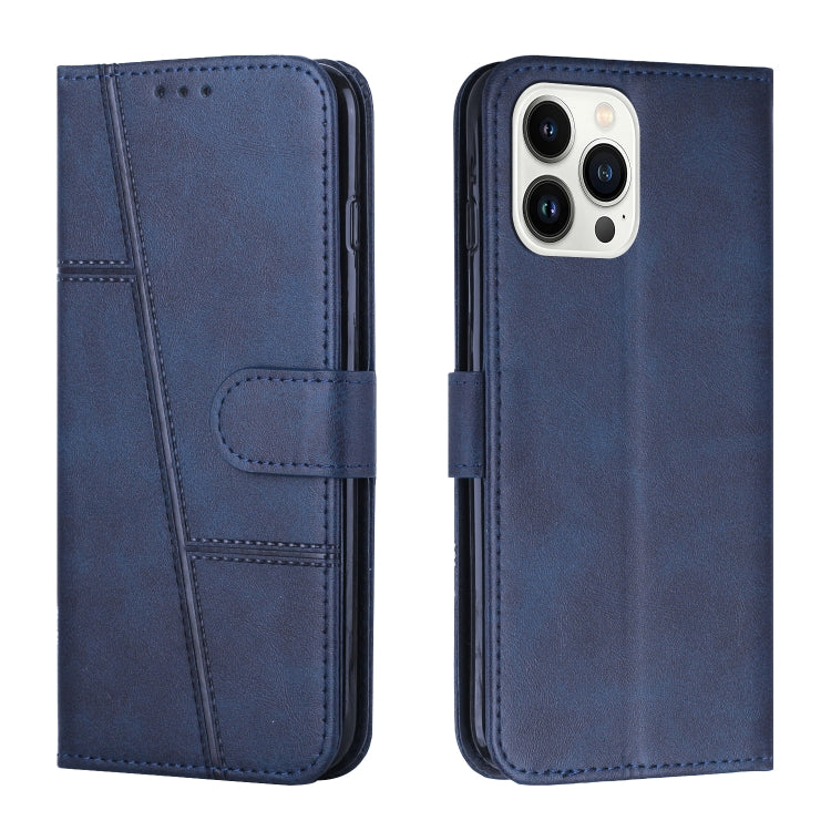 Stitching Calf Texture Buckle Leather Phone Case