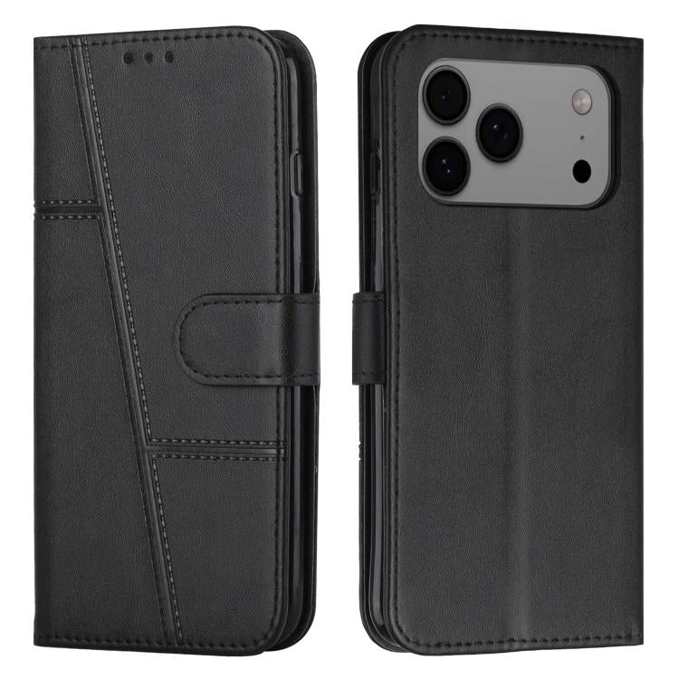 Stitching Calf Texture Buckle Leather Phone Case