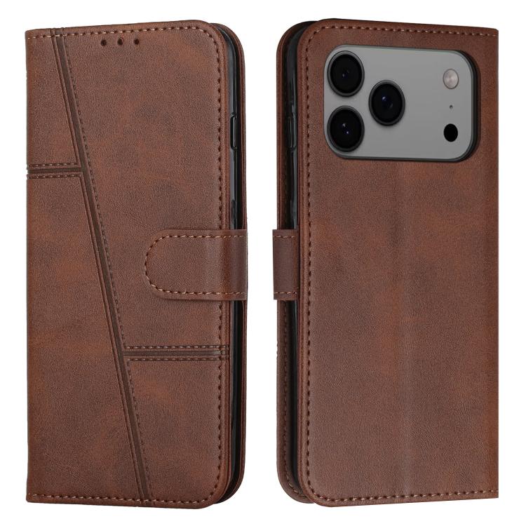 Stitching Calf Texture Buckle Leather Phone Case