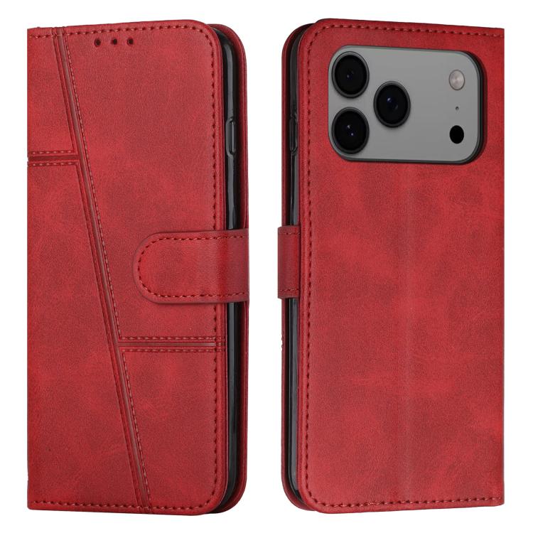 Stitching Calf Texture Buckle Leather Phone Case