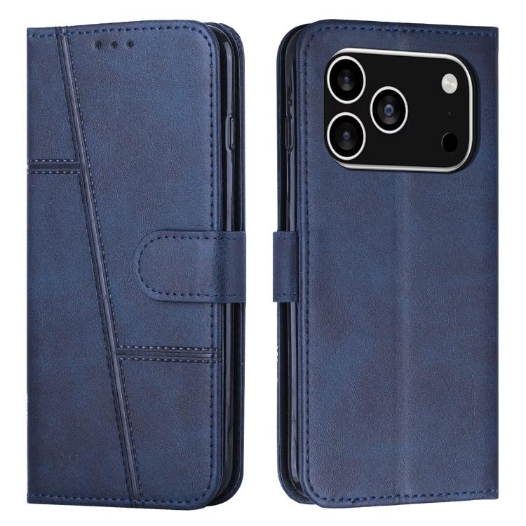 Stitching Calf Texture Buckle Leather Phone Case