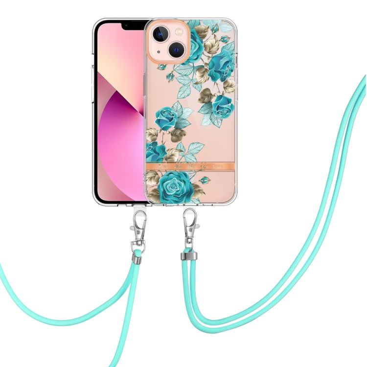 Flowers and Plants Series IMD TPU Phone Case with Lanyard, For iPhone 15 Pro Max, For iPhone 15 Pro, For iPhone 15 Plus, For iPhone 15