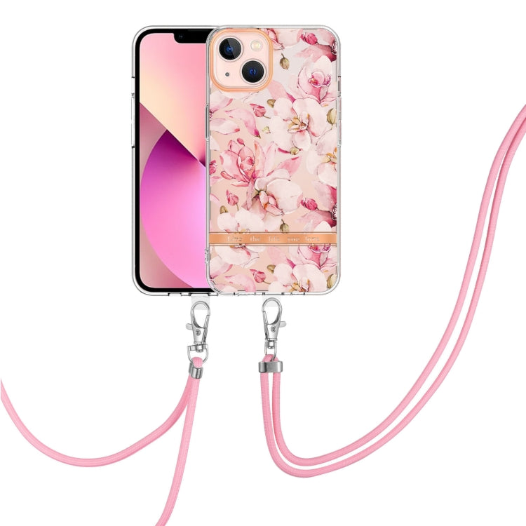 Flowers and Plants Series IMD TPU Phone Case with Lanyard, For iPhone 15 Pro Max, For iPhone 15 Pro, For iPhone 15 Plus, For iPhone 15