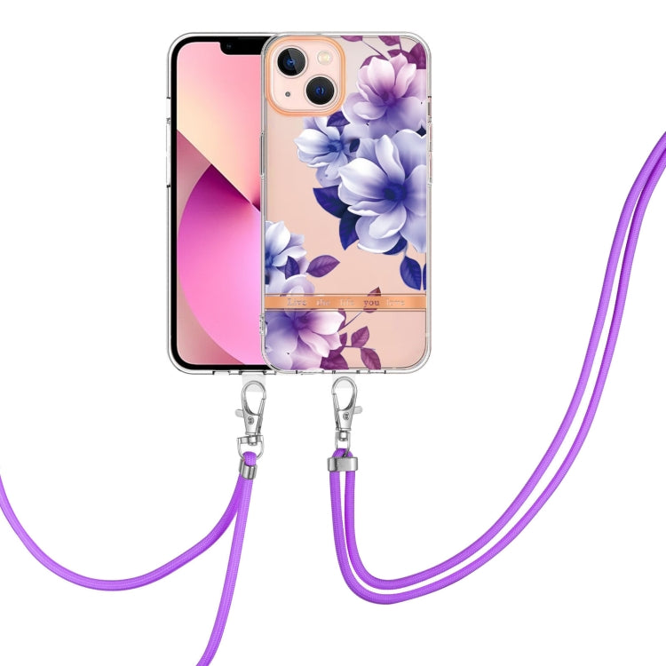 Flowers and Plants Series IMD TPU Phone Case with Lanyard, For iPhone 15 Pro Max, For iPhone 15 Pro, For iPhone 15 Plus, For iPhone 15